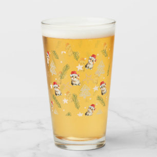 Groene waterverf kitten cat Santa Vrolijk Kerstfee Glas