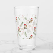 Groene waterverf kitten cat Santa Vrolijk Kerstfee Glas (Voorkant)