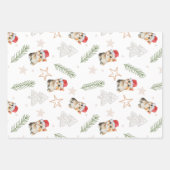 Groene waterverf kitten cat Santa Vrolijk Kerstfee Inpakpapier Vel (Voorkant 2)