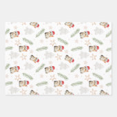 Groene waterverf kitten cat Santa Vrolijk Kerstfee Inpakpapier Vel (Voorkant)