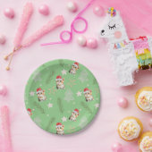 Groene waterverf kitten cat Santa Vrolijk Kerstfee Papieren Bordje (Feest)