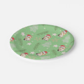 Groene waterverf kitten cat Santa Vrolijk Kerstfee Papieren Bordje (Gekanteld)