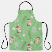 Groene waterverf kitten cat Santa Vrolijk Kerstfee Schort (Voorkant)