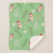 Groene waterverf kitten cat Santa Vrolijk Kerstfee Sherpa Deken (Voorkant)