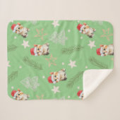 Groene waterverf kitten cat Santa Vrolijk Kerstfee Sherpa Deken (Voorkant (horizontaal))