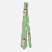 Groene waterverf kitten cat Santa Vrolijk Kerstfee Stropdas (Voorkant)