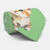 Groene waterverf kitten cat Santa Vrolijk Kerstfee Stropdas (Opgerold)