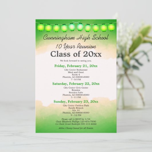 Groene Waterverf Klasse Reunion Sjabloon Kaart (Staand voorkant)