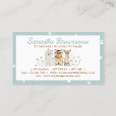 Groene Waterverf Kleine honden Paw Daisy Pet Sitte Visitekaartje (Achterkant)