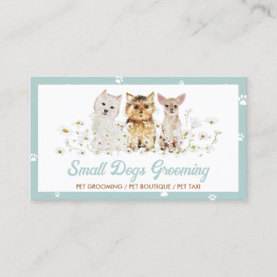 Groene Waterverf Kleine honden Paw Daisy Pet Sitte Visitekaartje