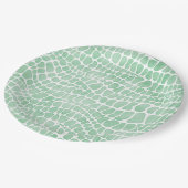 Groene Waterverf Krokodile Huidpatroon Papieren Bordje (Gekanteld)