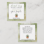 Groene Waterverf Kruidenzeep / Bad en Body Hang Vierkante Visitekaartje (Voorkant / Achterkant)