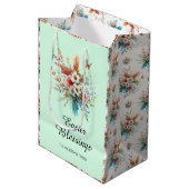 Groene Waterverf Kruisbloemen Christelijk Pasen Medium Cadeauzakje (Voorkant Gekanteld)