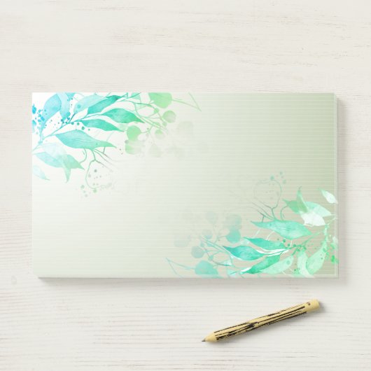 Groene Waterverf laat bloemen botanische bruiloft  Post-it® Notes (Op bureau)