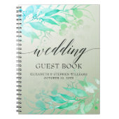 Groene Waterverf laat bloemen bruiloft Guestbook Notitieboek (Voorkant)