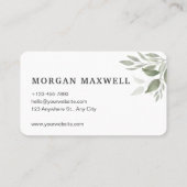 Groene Waterverf laat bruiloft wit Visitekaartje (Achterkant)