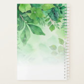 Groene Waterverf laat elegant script monogram acht Planner (Achterkant)
