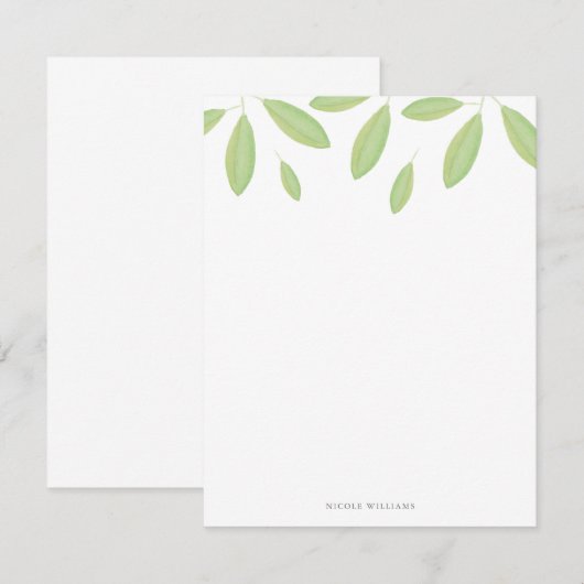 Groene Waterverf laat gepersonaliseerde verhalen o Notitiekaartje (Voorkant / Achterkant)