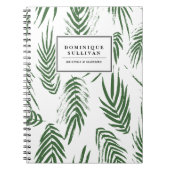 Groene Waterverf laat patroon gepersonaliseerd Notitieboek (Voorkant)