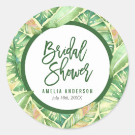 Groene Waterverf laat tropisch Vrijgezellenfeest o Ronde Sticker
