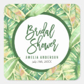 Groene Waterverf laat tropisch Vrijgezellenfeest o Vierkante Sticker (Voorkant)