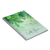 Groene Waterverf laat tropische Natuur monogram Notitieboek (Rechterzijde)