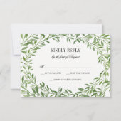 Groene Waterverf Laurel Leaf Krans Bruiloft RSVP (Voorkant)