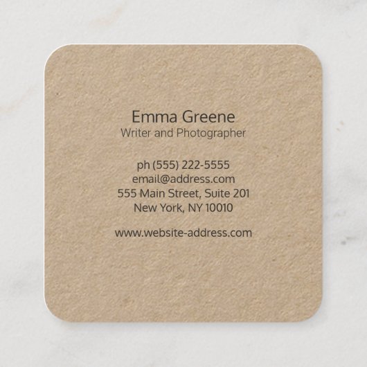 Groene Waterverf Leaf Branch Square Kraft Square B Vierkante Visitekaartje (Achterkant)