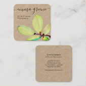 Groene Waterverf Leaf Branch Square Kraft Square B Vierkante Visitekaartje (Voorkant / Achterkant)