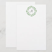 Groene Waterverf Leaf Branches Wreath Briefpapier (Voorkant / Achterkant)