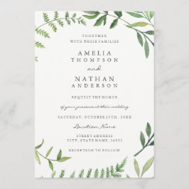 Groene Waterverf Leaf bruiloft uitnodiging