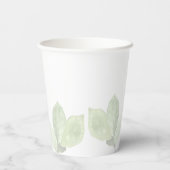 Groene Waterverf Leaf Paper Cup Papieren Bekers (Achterkant)