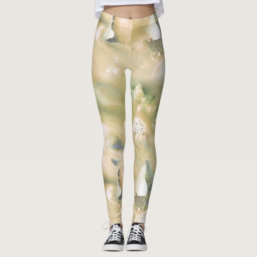 Groene waterverf leggings (Voorkant)