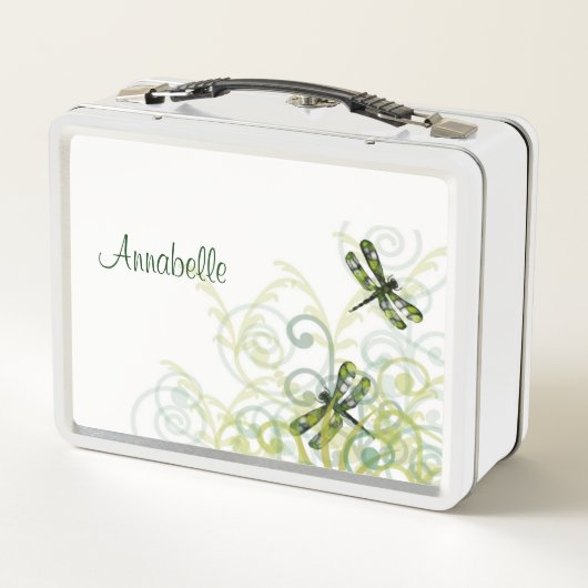 Groene Waterverf libellen lunchbox (Achterkant)