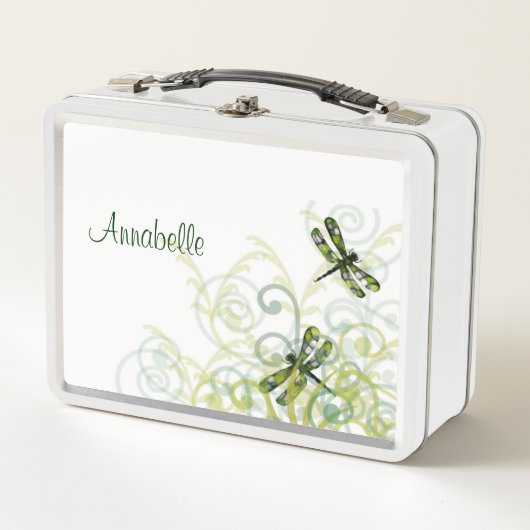 Groene Waterverf libellen lunchbox (Voorkant)