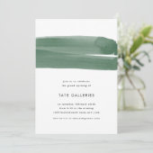 groene Waterverf lint uitnodiging (Staand voorkant)