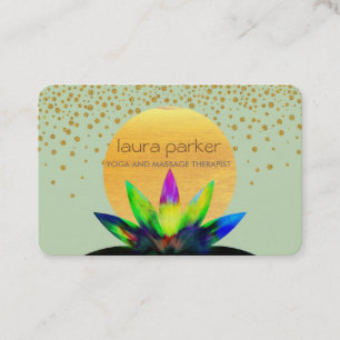 Groene Waterverf Lotus Bloem Yoga Healing Gezondhe Visitekaartje
