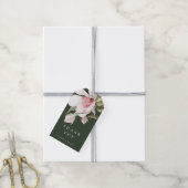 Groene Waterverf Magnolia Floral Weddenschap Harte Cadeaulabel (Met Touw)