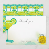 Groene Waterverf Margarita Lime Bruidsdouche Bedankkaart (Voorkant / Achterkant)