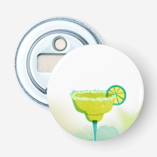 Groene Waterverf Margarita Lime Bruidsmeisjesfeest Button Flesopener (Voorkant)