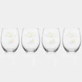 Groene Waterverf Margarita Lime Bruiloft Feest Wijnglas Zonder Voet (Achterkant)