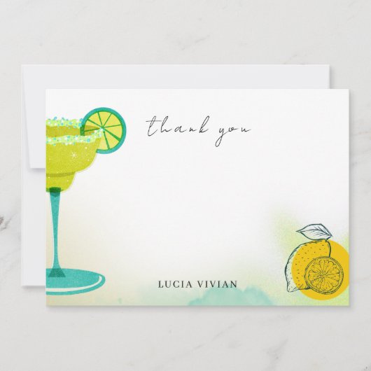 Groene Waterverf Margarita Lime Bruiloftsborrel Bedankkaart (Voorkant)