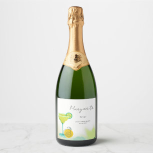 Groene Waterverf Margarita Lime Bruiloftsborrel Sparkling Wijnetiket