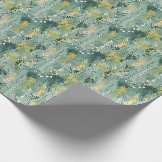  groene Waterverf Meadows Cadeaupapier (Hoek)