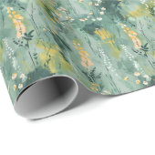  groene Waterverf Meadows Cadeaupapier (Rol Hoek)