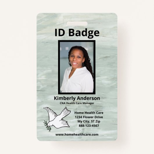 Groene Waterverf Medewerker Foto Naam Logo ID Badge (Voorkant)