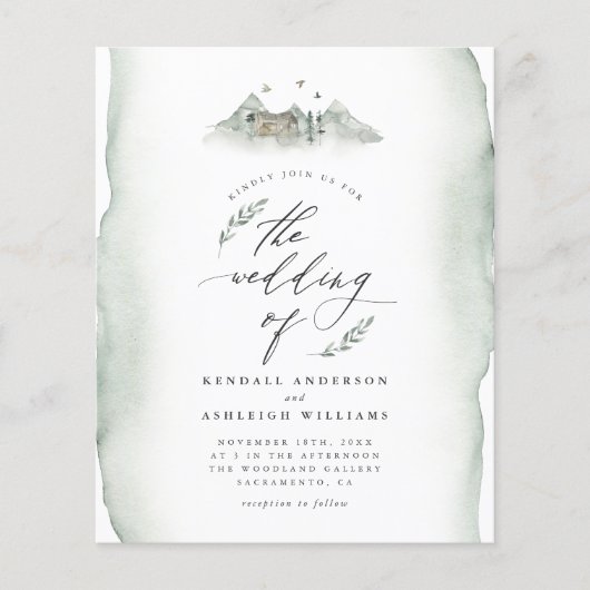 Groene Waterverf met budget en bruiloft in berggeb (Voorkant)