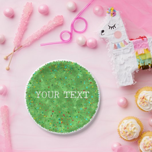 Groene Waterverf met Confetti Decor Custom Papieren Bordje (Feest)