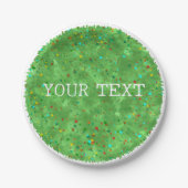 Groene Waterverf met Confetti Decor Custom Papieren Bordje (Voorkant)