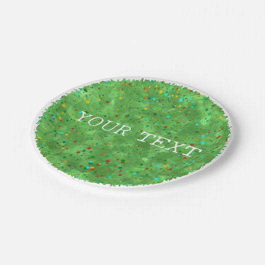 Groene Waterverf met Confetti Decor Custom Papieren Bordje (Gekanteld)